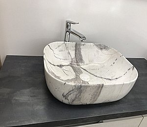 Раковина накладная Ceramalux MNC 50 K397G125 белый мрамор купить в интернет-магазине Sanbest