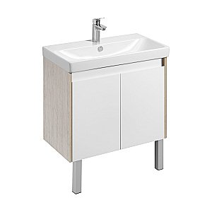 Тумба с раковиной Акватон Сканди Сканди Doors 80 белая/дуб верона для ванной в интернет-магазине Sanbest