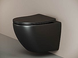 Унитаз подвесной Ceramica Nova Metropol Rimless CN4002MB безободковый, с крышкой микролифт, черный матовый купить в интернет-магазине Sanbest