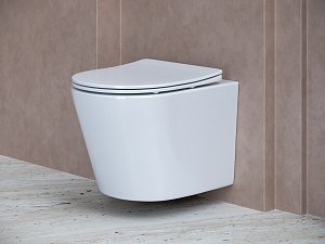 Унитаз подвесной Ceramica Nova Balearica CN6000_1001M_1000 безободковый, с крышкой микролифт, с инсталляцией и кнопкой матовый хром купить в интернет-магазине Sanbest