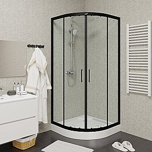 Душевой уголок CeruttiSpa Viva 11222 90x90 стекло прозрачное/профиль черный купить в интернет-магазине Sanbest
