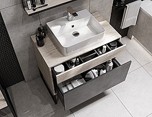 Тумба с раковиной Акватон Лофт Урбан 80 графит\орегон для ванной в интернет-магазине Sanbest