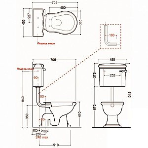 Унитаз Migliore Bella 20621 с низким бачком выпуск в пол белый/ручка золото купить в интернет-магазине Sanbest