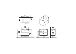 Тумба с раковиной VitrA Mia Plus Square 69741 80 антрацит глянец для ванной в интернет-магазине Sanbest