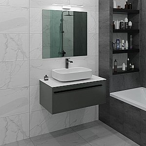 Тумба с раковиной LA FENICE Elba Grigio 100 серая/столешница белая для ванной в интернет-магазине Sanbest