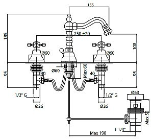 Смеситель для биде Cezares GOLF-BBS2-01 хром купить в интернет-магазине сантехники Sanbest