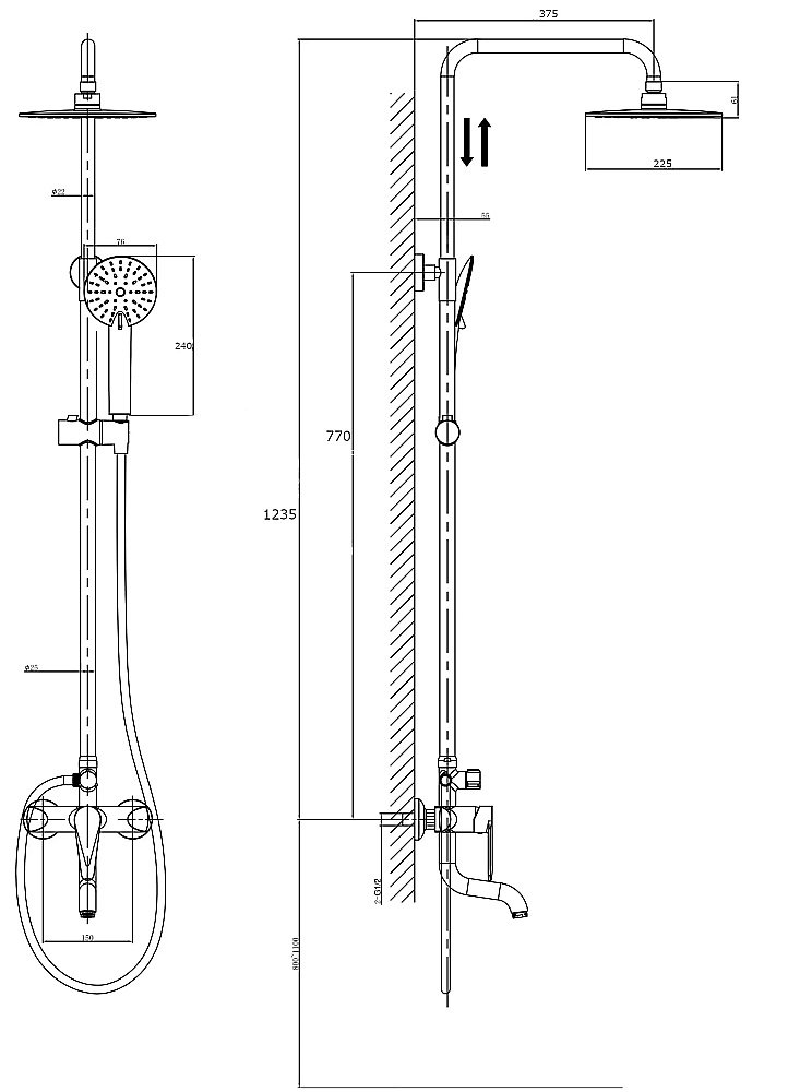 Душевая система Rush Denis DN0335-40 купить в интернет-магазине сантехники Sanbest