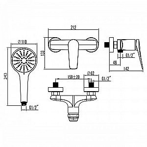 Смеситель для душа Lemark Bronx LM3703GM купить в интернет-магазине сантехники Sanbest