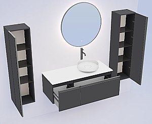 Тумба с раковиной и столешницей Armadi Art QUATRO 2 140 ANTHRACITE/профиль ANTHRACITE для ванной в интернет-магазине Sanbest