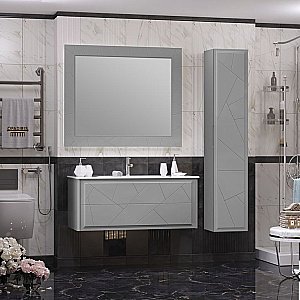 Тумба с раковиной Опадирис Луиджи 120 серая матовая для ванной в интернет-магазине Sanbest