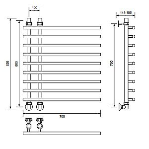 Полотенцесушитель водяной Veconi Tufo T801070GR графит купить в интернет-магазине сантехники Sanbest