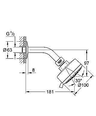 Верхний душ Grohe New Tempesta Cosmopolitan 27869 000 купить в интернет-магазине сантехники Sanbest