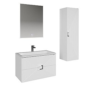 Тумба с раковиной подвесная Grossman ЛУКСОР 70 с 2-я ящ, белая матовая для ванной в интернет-магазине Sanbest