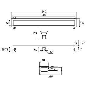 Душевой трап EXCELLENT Stilio 90 INEX.1515.900.P.SNP хром купить в интернет-магазине Sanbest