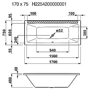 Ванна акриловая Jika CUBITO 2.2642.0.000.000.1 170х75 белая купить в интернет-магазине Sanbest