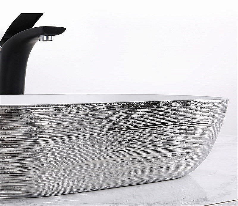 Раковина накладная Ceramalux NC  46 D1333H131 серебро, белая купить в интернет-магазине Sanbest