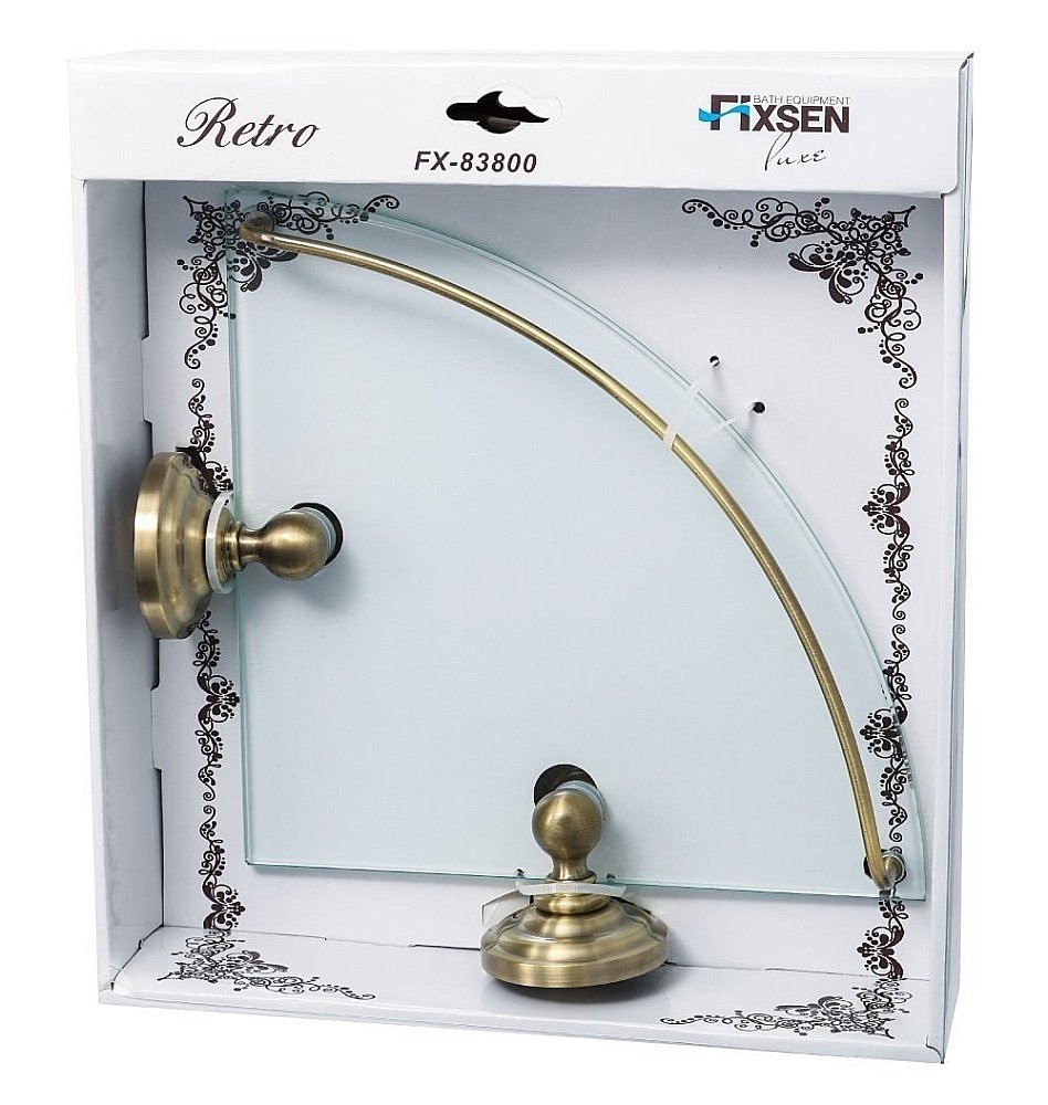 Полка стеклянная угловая FIXSEN RETRO FX-83803A купить в интернет-магазине сантехники Sanbest