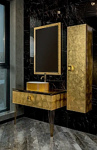 Консоль с раковиной и столешницей Armadi Art LUCIDO 100 поталь для ванной в интернет-магазине сантехники Sanbest