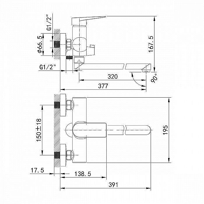 Смеситель для ванны IDDIS Bridge BRDSB02i10WA купить в интернет-магазине сантехники Sanbest