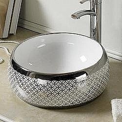 Раковина накладная Ceramalux NC 40 5004SP серебро, белая купить в интернет-магазине Sanbest