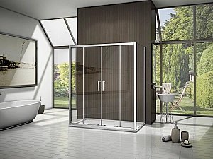 Душевой уголок Good Door Latte WTW-TD+SP+SP 160х90 стекло прозрачное/профиль анодированный алюминий купить в интернет-магазине Sanbest