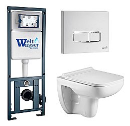 Унитаз с инсталляцией WeltWasser MARBERG 410 + KEHLBACH 004 GL-WT + MAR 410 SE GL-WT купить в интернет-магазине Sanbest