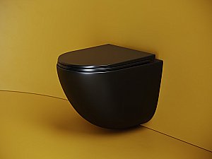 Унитаз подвесной Ceramica Nova Vogue CN4008TMB черный матовый, с крышкой микролифт, безободковый, слив-торнадо купить в интернет-магазине Sanbest