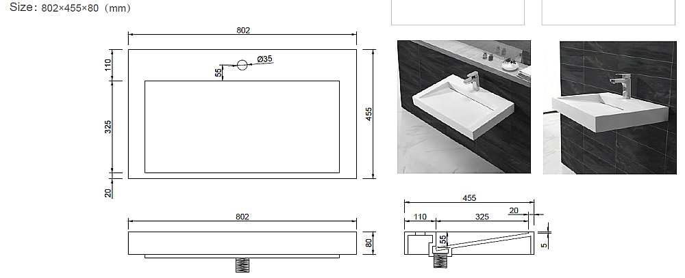 Раковина-моноблок Armadi Art Flat 859-080 белая купить в интернет-магазине Sanbest