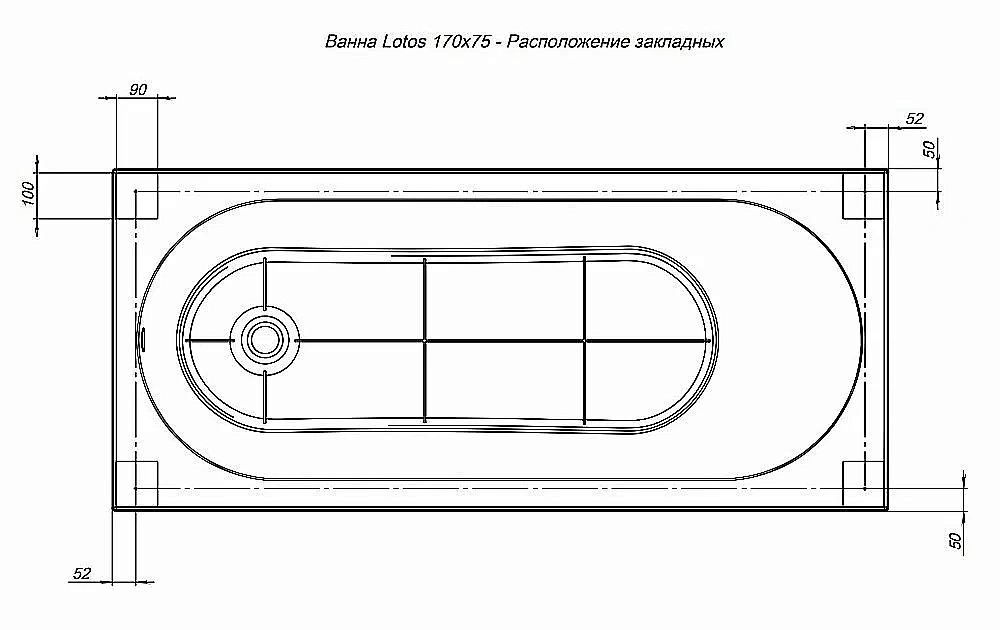 Акриловая ванна Aquanet Lotos 170x75 с каркасом купить в интернет-магазине Sanbest