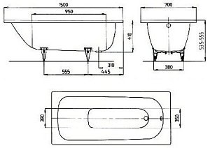 Ванна стальная Kaldewei Saniform Plus 361-1 150х70 купить в интернет-магазине Sanbest