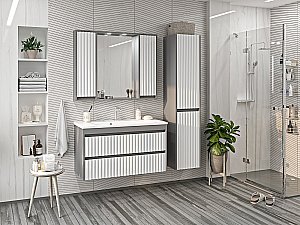 Пенал подвесной Misty Balaton 35 BAL-05035-48-2 белый/серый для ванной в интернет-магазине сантехники Sanbest