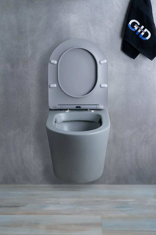 Унитаз подвесной Gid Tr2130gm серый матовый, с крышкой микролифт, безободковый купить в интернет-магазине Sanbest