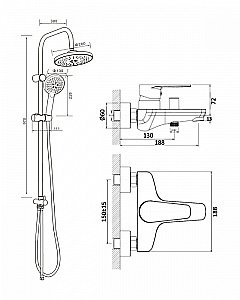 Душевая система Orange Flipo M23-933cr хром купить в интернет-магазине сантехники Sanbest