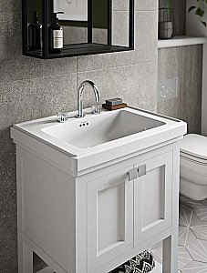 Тумба с раковиной на 3 отверстия Burlington Riviera RIVF650W-R для ванной в интернет-магазине Sanbest