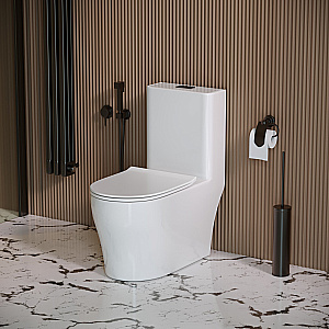 Унитаз моноблок Grossman Classic GR-4488SQ безободковый, с бачком, с крышкой микролифт, смыв торнадо, белый купить в интернет-магазине Sanbest