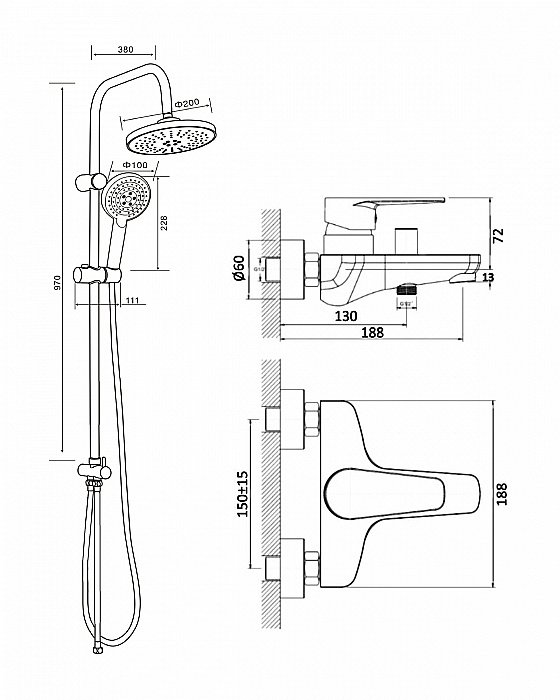 Душевая система Orange Flipo M23-933cr хром купить в интернет-магазине сантехники Sanbest