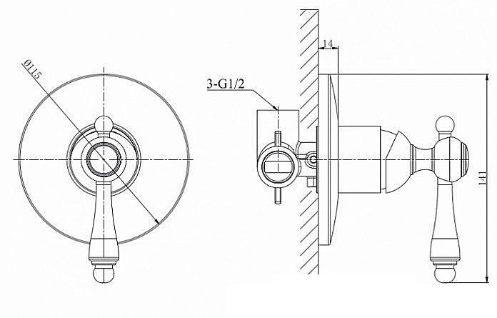 Смеситель для душа Caprigo Fonte 12-550-vot бронза купить в интернет-магазине сантехники Sanbest