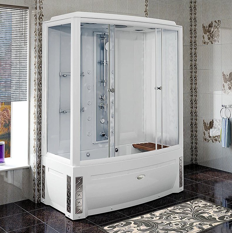 Душевой бокс Радомир Элис 168х85 стекло прозрачное/профиль белый купить в интернет-магазине Sanbest