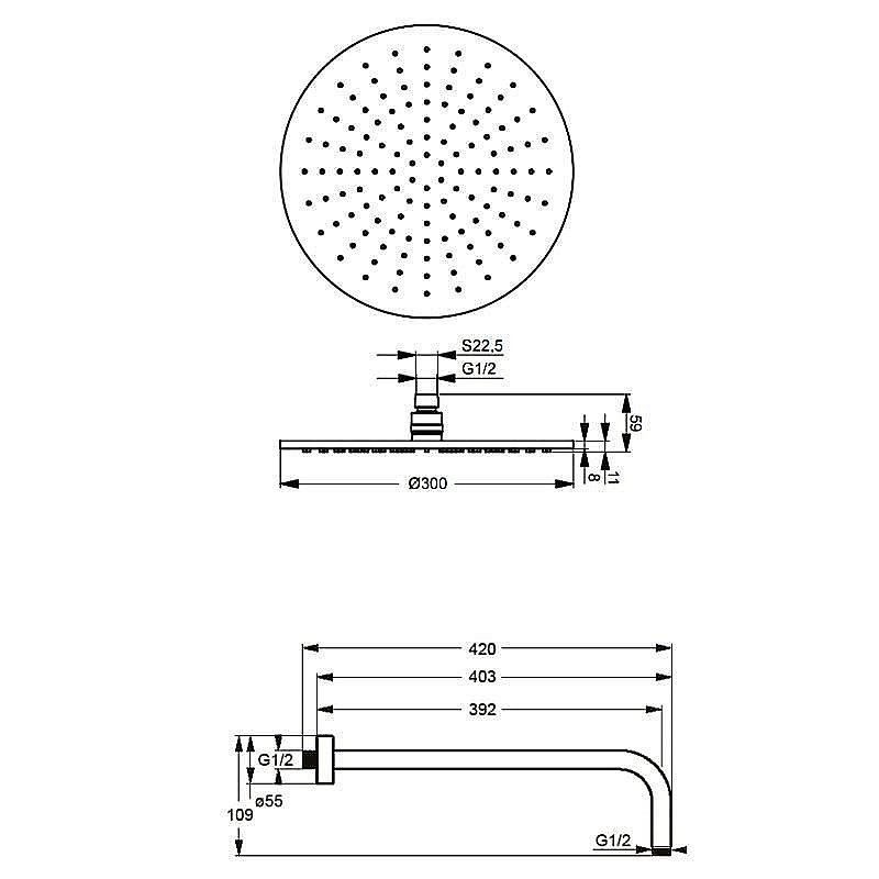 Верхний душ Ideal Standard Idealrain B9443AA купить в интернет-магазине сантехники Sanbest