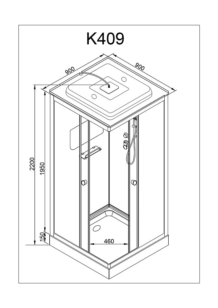 Душевая кабина DTO K409 90x90 без крыши прозрачная/хром купить в интернет-магазине Sanbest
