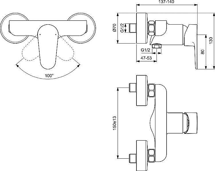 Смеситель для душа Ideal Standard CERAFINE O BC499XG купить в интернет-магазине сантехники Sanbest