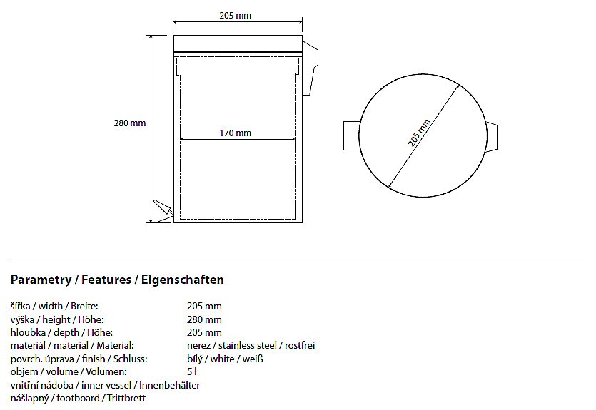 Мусорное ведро Bemeta White 5 л купить в интернет-магазине сантехники Sanbest