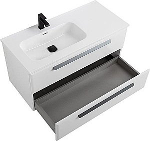 Тумба с раковиной Cezares ECO-CER-N 100 ECO-CER-N-1000-2C-SO-BL белая глянцевая левая/правая для ванной в интернет-магазине Sanbest