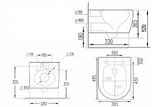 Унитаз подвесной ESBANO TERUEL-WBN ESWBTERUWN безободковый, с крышкой микролифт купить в интернет-магазине Sanbest