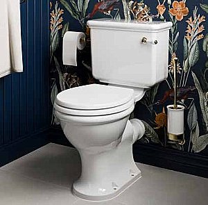 Унитаз напольный Burlington Guild безободковый, с бачком, белый/золото купить в интернет-магазине Sanbest