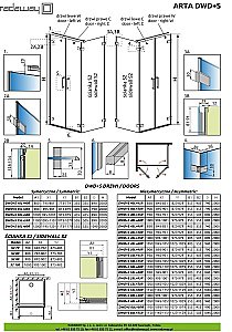 Душевой уголок Radaway Arta DWD+S Door W60+С40 100x70 стекло прозрачное/профиль хром купить в интернет-магазине Sanbest