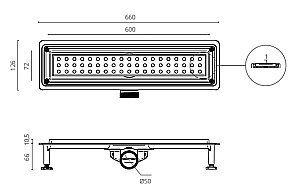 Душевой лоток Ctesi FLOW ROUND GOLD 60 BK4024730/1 золото купить в интернет-магазине Sanbest