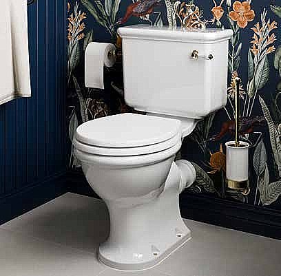 Унитаз напольный Burlington Guild безободковый, с бачком, белый/золото купить в интернет-магазине Sanbest