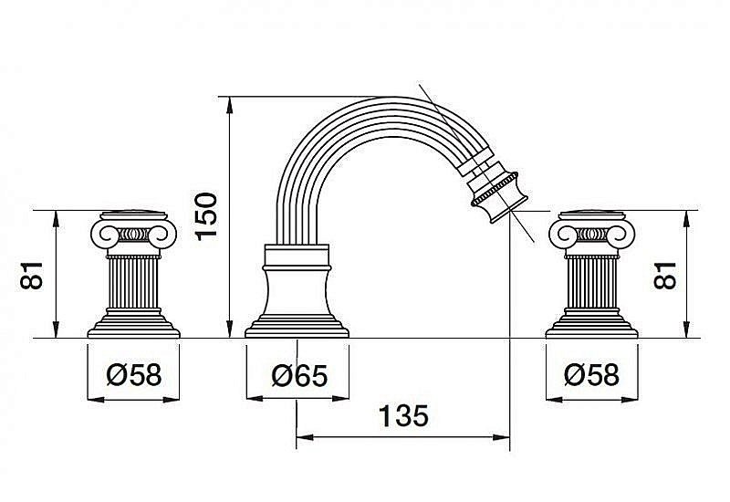 Смеситель для биде Cezares APHRODITE-BBS2-03/24-S1 золото купить в интернет-магазине сантехники Sanbest