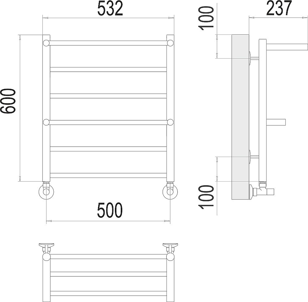 Полотенцесушитель водяной Terminus Анкона П6 500х600 купить в интернет-магазине сантехники Sanbest